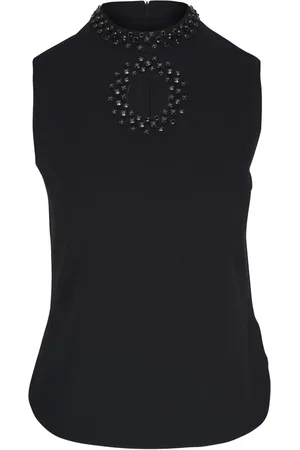 AKRIS Top i jersey med krystaludsmykninger