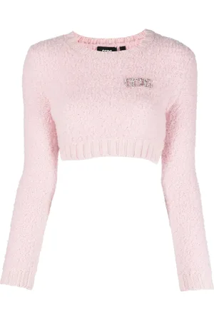 GCDS Cropped top med krystaludsmykning og rund hals