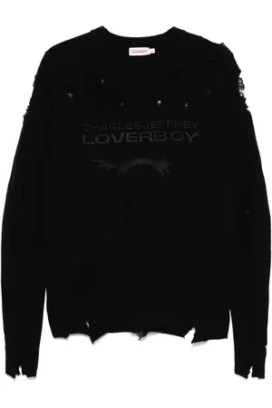 Charles Jeffrey Loverboy Sweater med logo og slitageeffekt