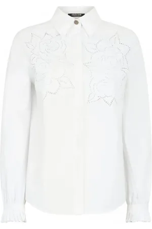 Roberto Cavalli Skjorte med broderede blomster