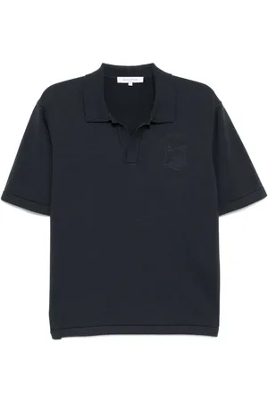 Maison Kitsuné Strikket polo med rævehoved-broderi