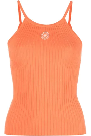 Sporty & Rich Ribstrikket top med logomærke