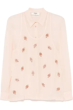 Fendi Georgette-skjorte med broderi