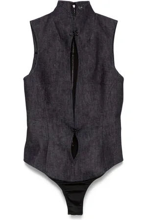 MUGLER Bodysuit i denim med udskæringsdetalje