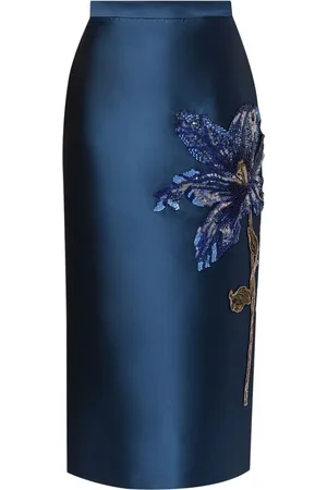 Erdem Pencil-nederdel med blomster-applikation