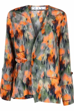 OFF-WHITE Silkebluse med grafisk tryk