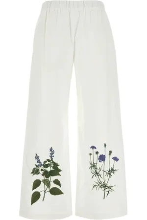 Max Mara Valnte bukser med brede ben med blomsterbroderi