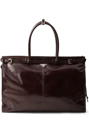 Prada Tote i læder med trekantet logo
