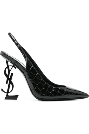 Saint Laurent 100 mm krokodilleprægede slingback-pumps
