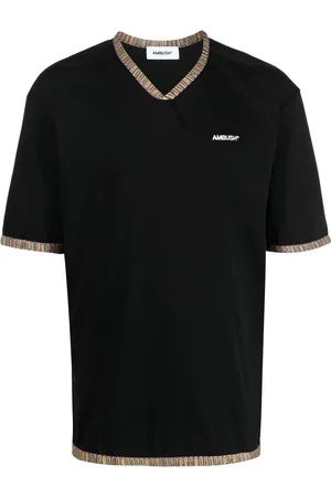 AMBUSH T-shirt med stribede kanter og V-hals
