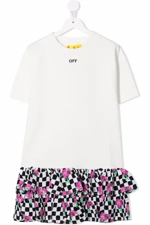OFF-WHITE Flæsekjole med forskellig tryk
