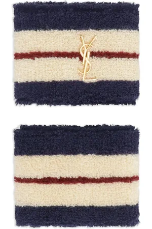 Saint Laurent Stribet armbånd i frotté (pakke med to)