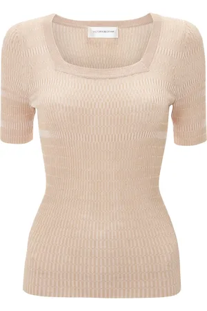 Victoria Beckham Ribbet top med firkantet hals