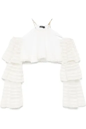 AMEN Bluse med blondedetalje