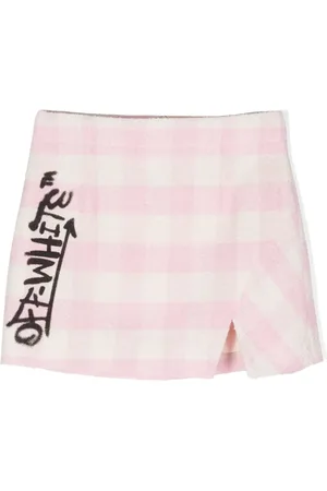 OFF-WHITE Asymmetrisk gingham-ternet nederdel