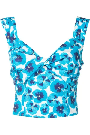 Isolda Plisseret croptop med blomstret tryk