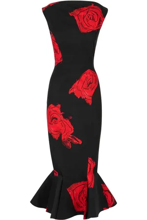 Marni Mermaid-kjole med rosetryk
