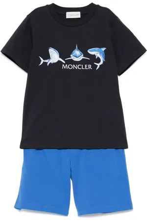 Moncler Sæt med T-shirt og shorts med hajtryk
