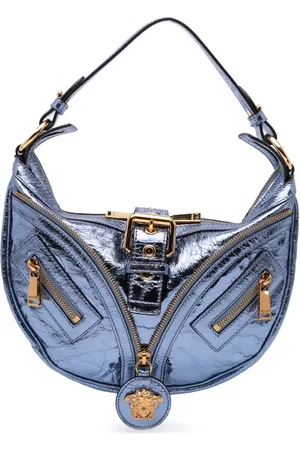 VERSACE Lille Dua Lipa Repeat Hobo satchel-taske i metallisk lammeskind fra 2010-2024
