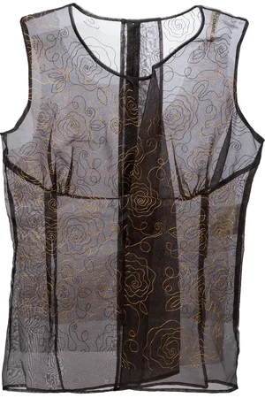 Comme des Garçons Top med broderede blomster