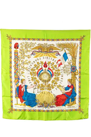 Hermès Republique Francaise Liberte Egalite Fraternite 1789 silketørklæde fra det 20. århundrede