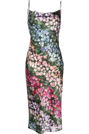 FLEUR DU MAL Slip-kjole med heldækkende rosetryk