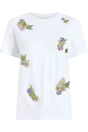 Cinq A Sept T-shirt med krystaludsmykning