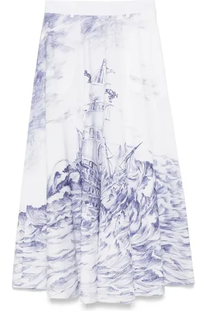 Moschino X Popeye and Olive Oyl lang nederdel med illustrationstryk