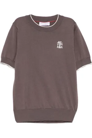 Brunello Cucinelli T-shirt med logobroderi