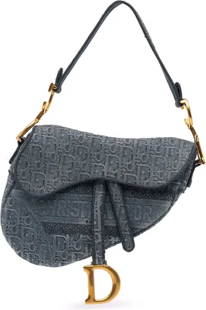 Dior Oblique Saddle skuldertaske i denim med broderi fra 2019