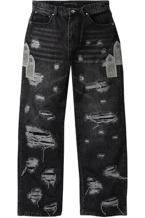 Who Decides War Jeans med brede ben og slitageeffekt