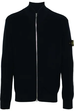 Stone Island Ribstrikket cardigan med kompasmærke
