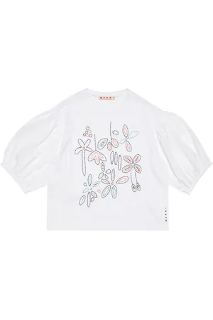 Marni T-shirt med blomsterbroderi
