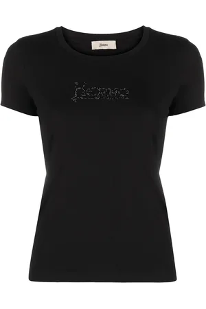 HERNO T-shirt med logo-nitte