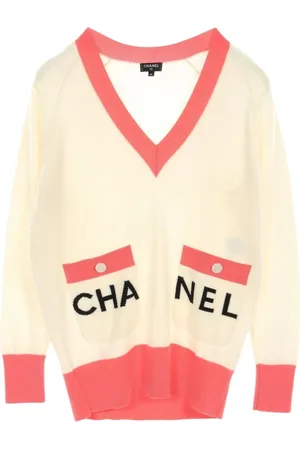 CHANEL Kashmirtröja med logotyp från 1986-1988