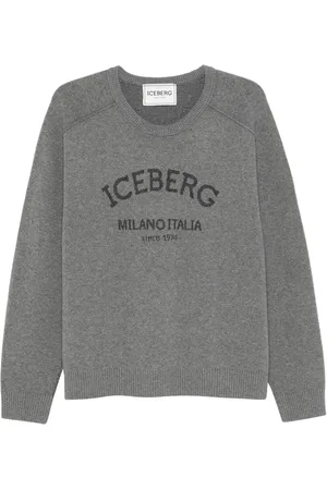 Iceberg Sweater med intarsia-logo og rund hals