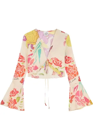 Donde Esteban Cropped bluse med blomstertryk