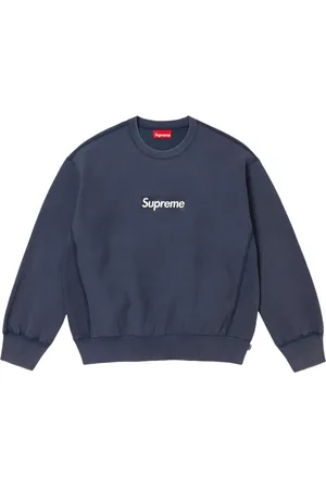 Supreme Forvasket SS 25 - Navy sweatshirt med bokslogo