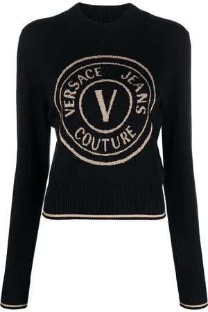 VERSACE Trøje med intarsiastrikket logo