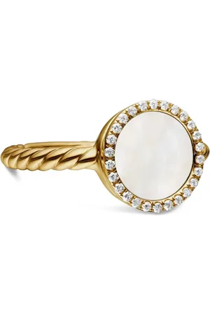 David Yurman DY Petite Elements ring i 18 karat gul guld med perlemor og diamant (11,3 mm)