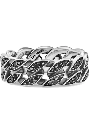 David Yurman Diamantring i sterlingsølv med panserkæde (8 mm)
