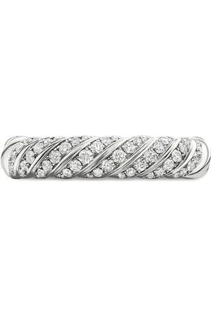 David Yurman Sculpted Cable diamantring i 18 karat hvidguld (4,6 mm)