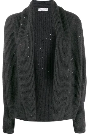 Brunello Cucinelli Cardigan med åben front og pailletter
