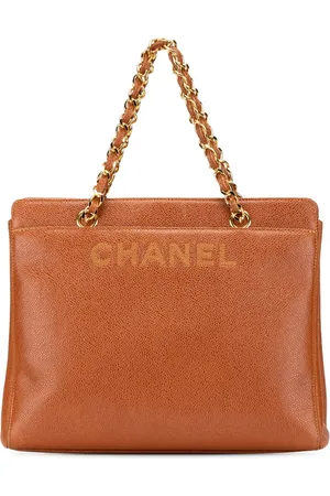 CHANEL Tote i kaviarlæder med kæde og logo fra 1997-1999