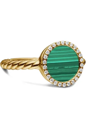 David Yurman Petite DY armbånd i 18 karat guld med diamant og malakit (11,3 mm)