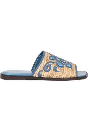 Etro Sandaler i bast med broderi