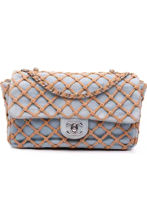 CHANEL Jumbo Canebiers Net Flap skuldertaske i denim fra 2010-2011