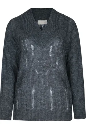 I BLUES Sweater i pointelle-strik med V-hals