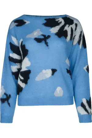 I BLUES Intarsiastrikket sweater med abstrakt motiv