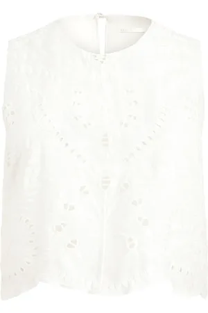Marie Oliver Cropped Davis top i broderie-anglaise